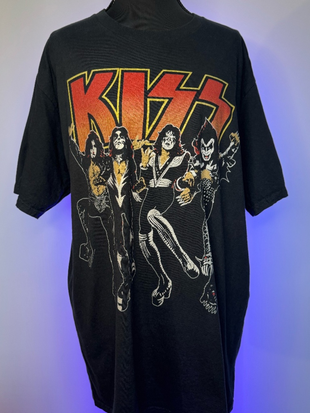 KISS Graphic Band Tee Black Vintage Style Rock Shirt Size Large